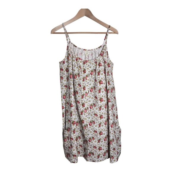 Kate Quinn Gathered Pocket Button Dress Strawberry Floral Organic Cotton Women M - Picture 2 of 10